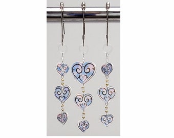 Hearts ....Decorative Shower Curtain Hook Accents/Charms/ Ornaments  ... set of 12