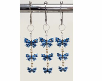 Butterflies ....Decorative Shower Curtain Hook Accents/Charms/ Ornaments  ... set of 12