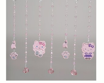 Pink Kittens with Pink Paws and Diamonds Shower Curtain Hook Accents.