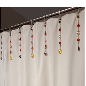 Shower Curtain Bling Hook Accents/Charms/ Ornaments. Bead Strands sent of 12, 10 "..Chunky Beads Reds & Golds.  Acrylic Plastic Resin Beads