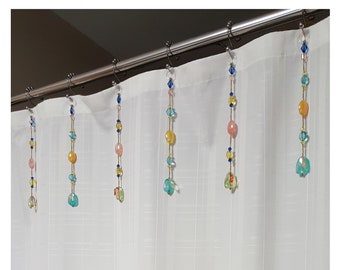 Shower Curtain Bling Hook Accents/Charms/ Ornaments. Bead Strands sent of 12, 10 "....Chunky Acrylic Plastic Beads Multi Color.