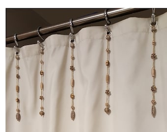 Shower Curtain Bling Hook Accents/Charms/ Ornaments. Bead Strands sent of 12, 10 " Wood Look Acrylic Plastic Resin Beads