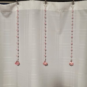 Decorative Shower Curtain Hook Accents/Charms/ Ornaments... Pink Resin Gem Strands with Diamond Accent. Acrylic Plastic Beads