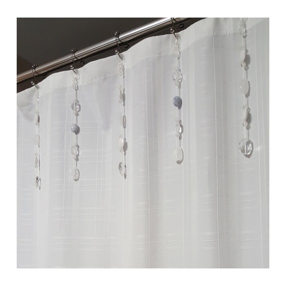 Shower Curtain Bling Hook Accents/charms/ Ornaments. Bead Strands. 12, 10  .chunky Acrylic Plastic Resin Beads Clear, White and Blue Color. 
