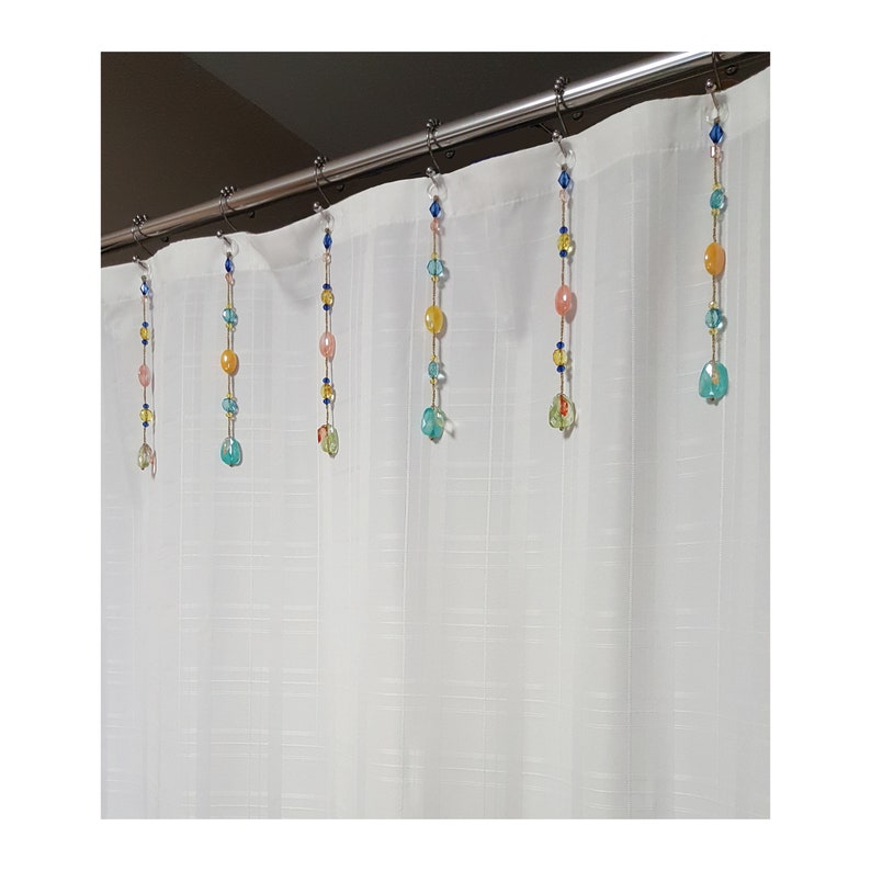 Shower Curtain Bling Hook Accents/Charms/ Ornaments. Bead Strands sent of 12, 10 ....Chunky Acrylic Plastic Beads Multi Color. image 1