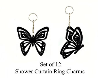 Shower Curtain Hook Accents/Charms/ Ornaments..Butterfly Silhouette.....Set of 12