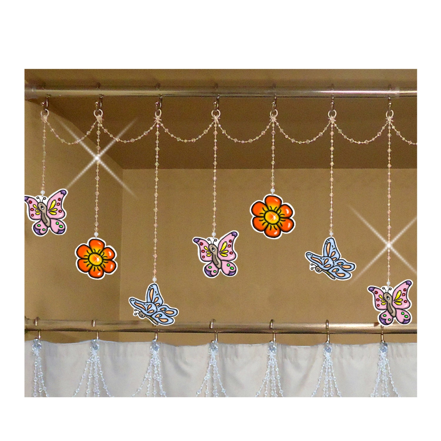 Butterflies and Flowers.... Shower Curtain Hook Charm Etsy