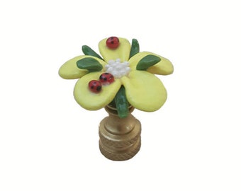 Butter Flower with Lady Bugs Lamp Finial...Hand Crafted to Order