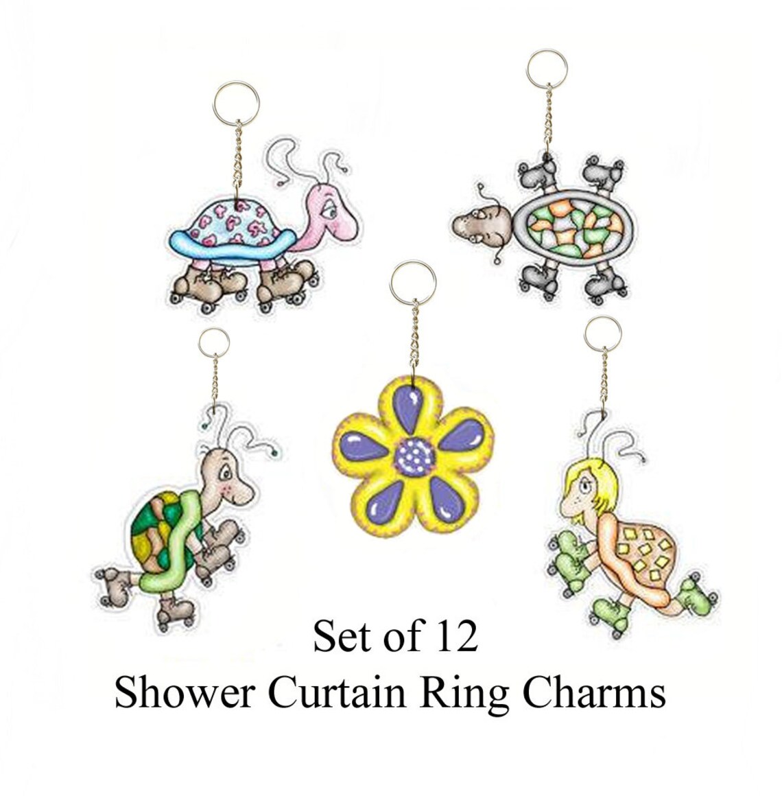 Dandelion Soup...skating Turtles....shower Curtain Hook Charm Etsy