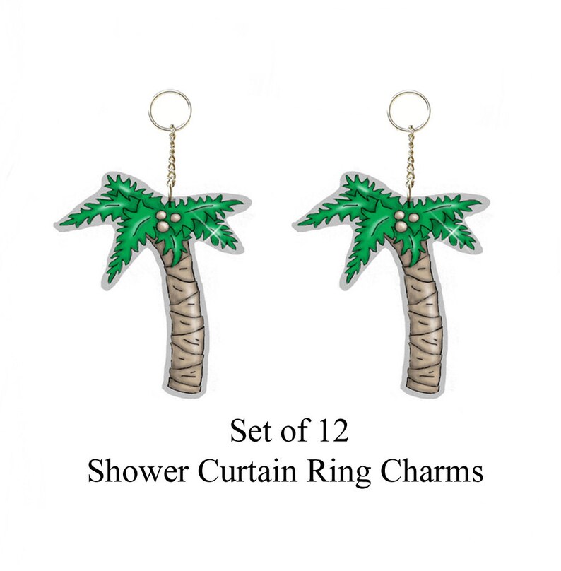 Palm Tree Shower Curtain Hook Charm Ornaments Set Of 12 Palm Tree Shower Curtain Hook Charm, Shower Curtain Hooks Palm Tree