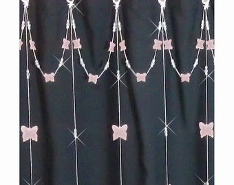 Single Swag with long Alt Strands.....Pink Butterfly.....Shower Curtain Hook Accessory Bling