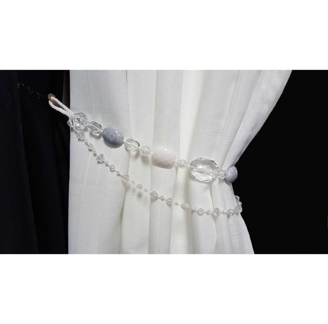 Shower Curtain Tie Backs...set of Two Chunky Clear White and Etsy