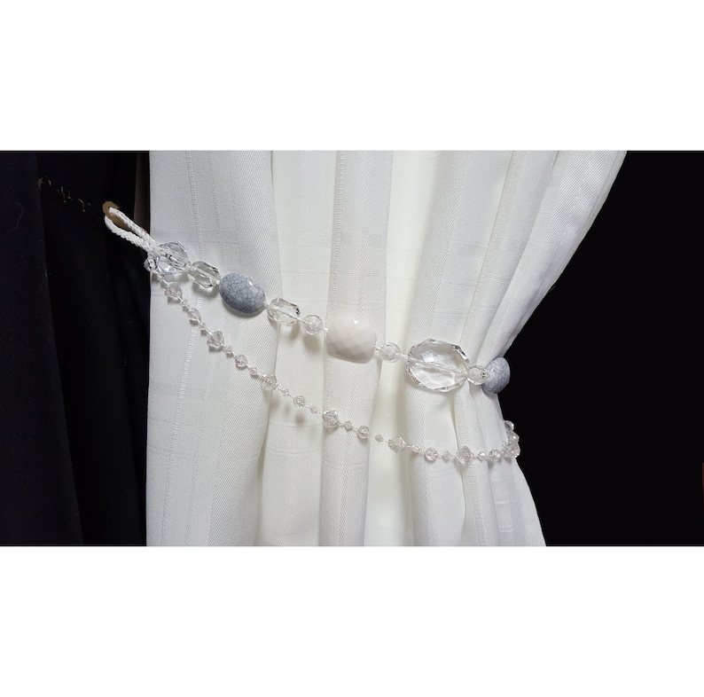 Shower Curtain Tie Backs...Set of Two Chunky Clear White and Etsy