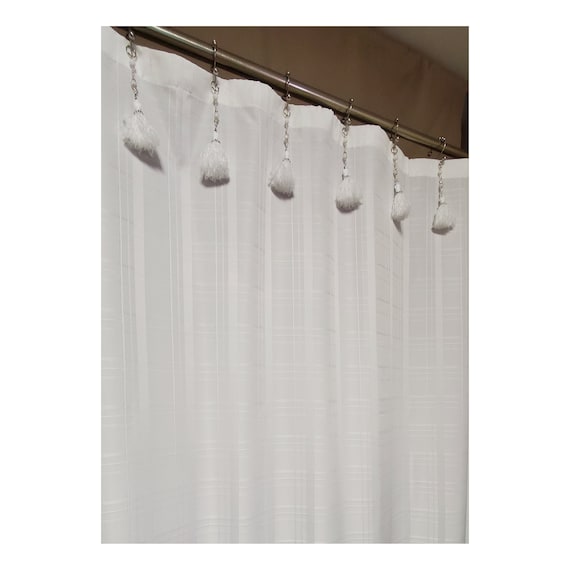 Decorative Shower Curtain Hook Accents/charms/ Ornamentswhite Tassels  With Bead Strandset of 12 