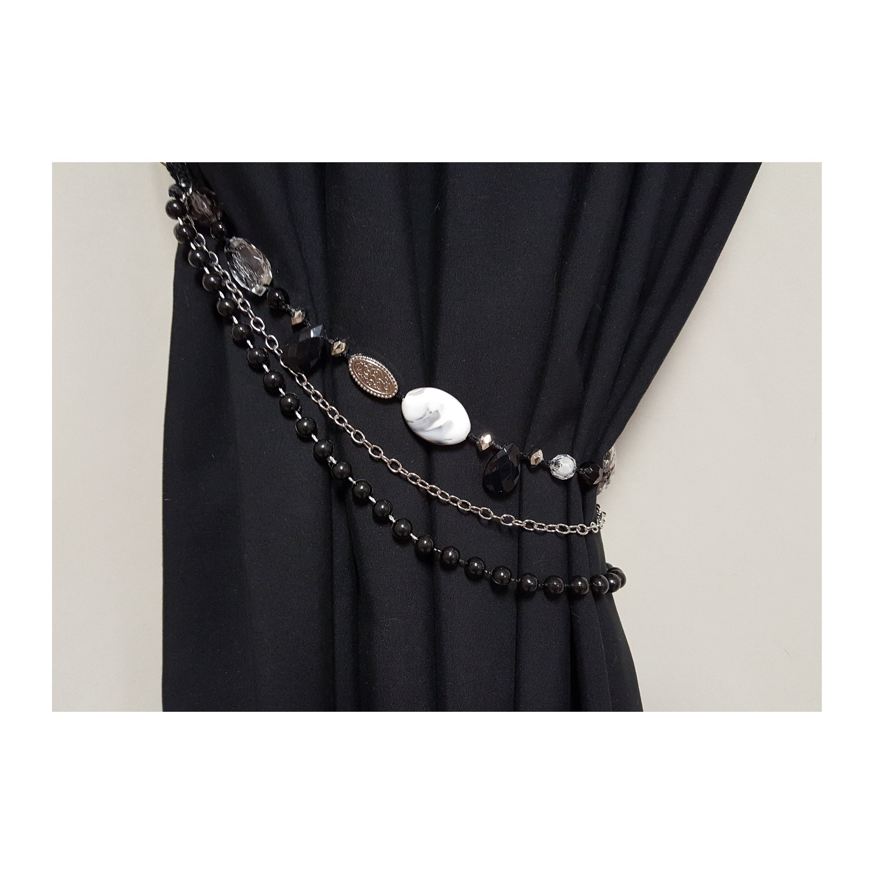 Shower Curtain Tie Backs...set of Two Chunky Clear White Etsy