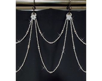 Shower Curtain Bling ..Double Swag made with Swarovski Crystal Beads. Hand Crafted to Order