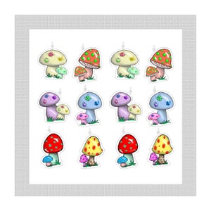 Shower Curtain Hook Accents/Charms/ Ornaments...Cute Mushroom Patches....Set of 12...Custom made to order image 2