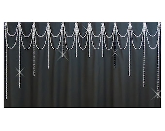 Shower Curtain Hook Accessory Bling...Double Swag w Arched Vertical Strands.  Acrylic Plastic Resin Beads.