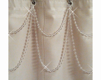 Pearl Resin Double Swag Shower Curtain Beaded Accessory. Acrylic Plastic Resin Beads