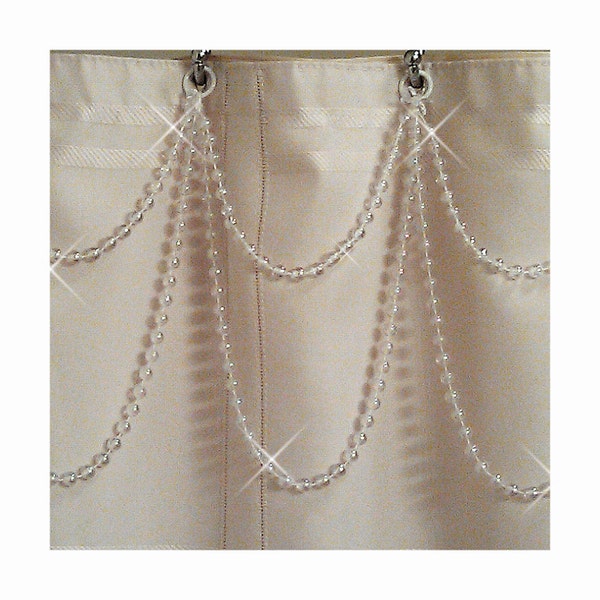 Pearl Resin Double Swag Shower Curtain Beaded Accessory. Acrylic Plastic Resin Beads