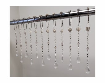 Shower Curtain Hook Accents/Charms/ Ornaments Alternating Straight Strands with Teardrop Ends.  Acrylic Plastic Resin Beads