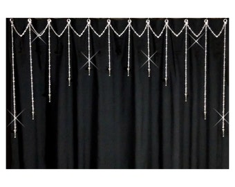 Interchangeable Charms Shower Curtain Bling  2. Single Swag with Arched Strands .Lightweight Iridescent Crystal Cut Resin.Charms R seperate