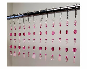 Shower Curtain Bling Hook Accents/Charms/ Ornaments. Bead Strands.  12, 10 ".Chunky Acrylic Plastic Resin Beads Pink.