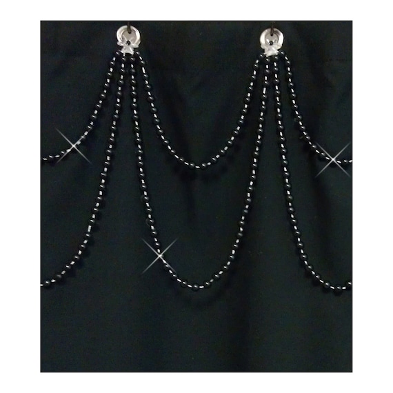 Black Pearl Double Swagshower Curtain Bling Hook Ring Etsy