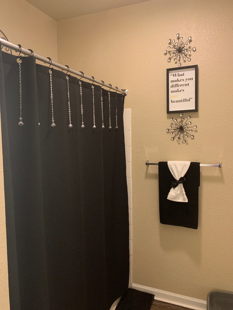 LIMITED TIME SPECIAL. Decorative Shower Curtain Bling Hook Accents