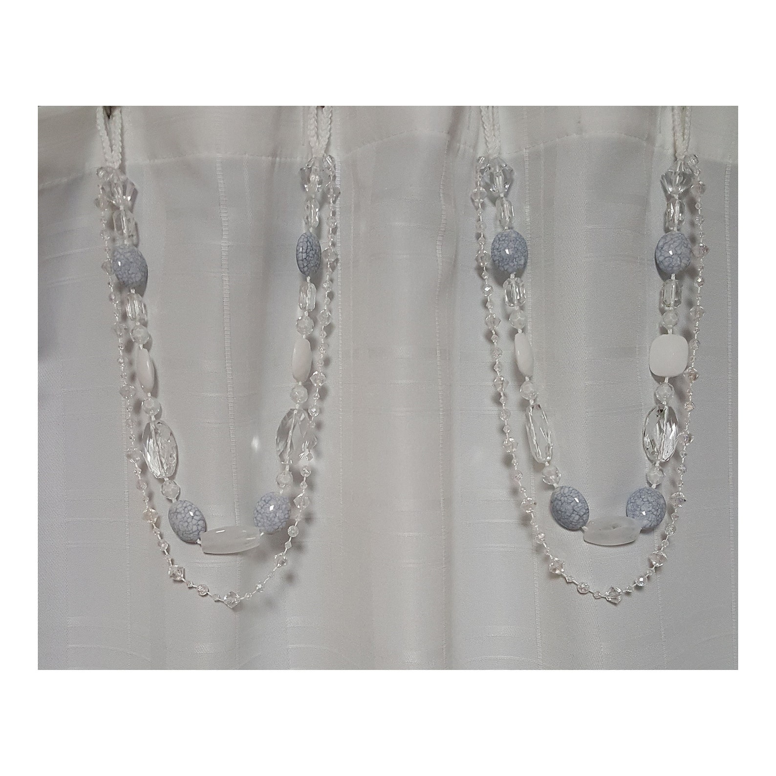 Shower Curtain Tie Backs...set of Two Chunky Clear White and Etsy