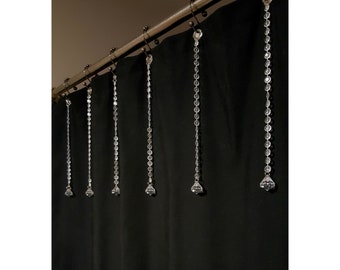 Decorative Shower Curtain Bling Hook Accents/Charms/ Ornaments... Acrylic Plastic Resin Gem Strands with Diamond Accent.