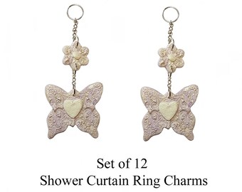 Decorative Shower Curtain Hook Accents/Charms/ Ornaments... Butterflies with flower