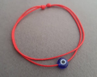 Braccialetto Rosso Contro Il Malocchio Con Ciondolo Occhio, Regolabile, In Vetro E Acciaio Inox, Porta Fortuna Uomo E Donna - copertina