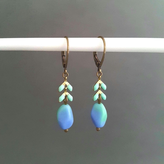 Orecchini Pendenti A Goccia In Legno E Turchese Boho Vintage Per Donna, Gioielli In Pelle Argento