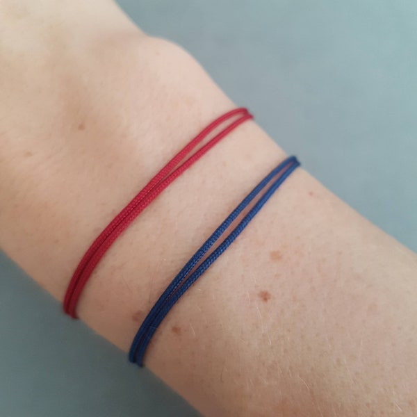 Bracelet cordon bleu marine, bracelet rouge bordeaux , bracelet minimaliste unisexe, bracelet pour homme, bracelet corde double tour