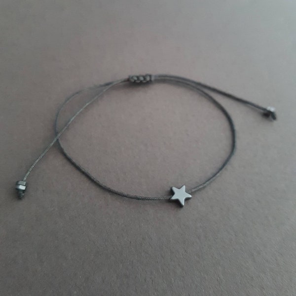 Bracelet étoile porte bonheur sur fil, bracelet cordon étoile, bracelet ajustable, bracelet d'amitié, fete des meres, cadeau pour femme