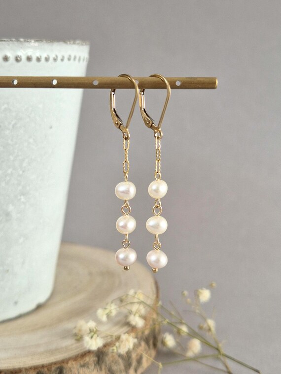 Boucles D'oreilles Pendantes En Perles Colorées - Fermoir Dormeuse - Orange Vif - Neuf Sans Emballage