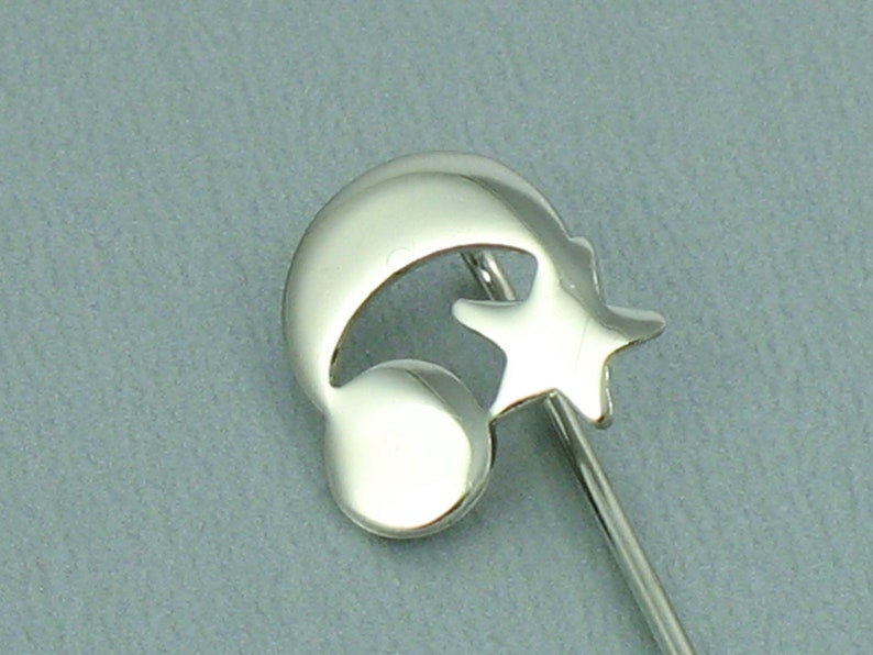 Vintage Silvertone Crescent Moon Star Sun Stick Pin Celestial Astronomical Pin Vintage Lapel Pin. Vintage Stick Pin