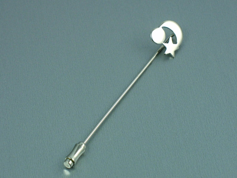 Vintage Silvertone Crescent Moon Star Sun Stick Pin Celestial Astronomical Pin Vintage Lapel Pin. Vintage Stick Pin