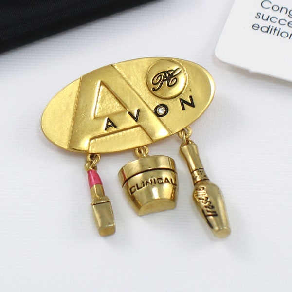 Vintage 2003 AVON 'President's Club Incentive Pin' w storage pouch. Avon Award Dangle Pin. Avon Award Pin. Vintage Avon Jewelry.