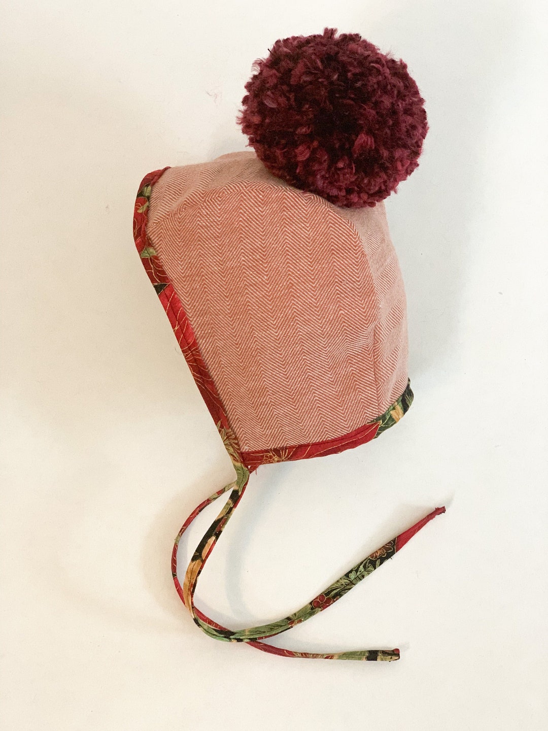 Handmade Baby Bonnet With Interchangeable Handmade Button