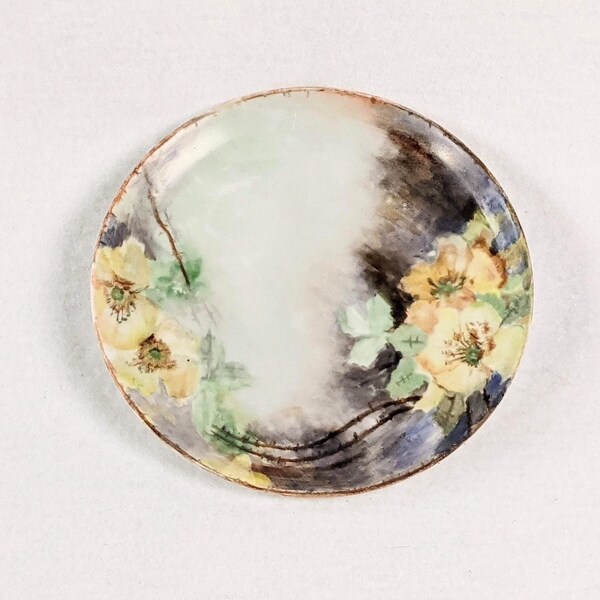 Vintage Haviland France Hand Painted Style Floral Flower Yellow Primroses Small Plate Trinket Dish 6" Diameter