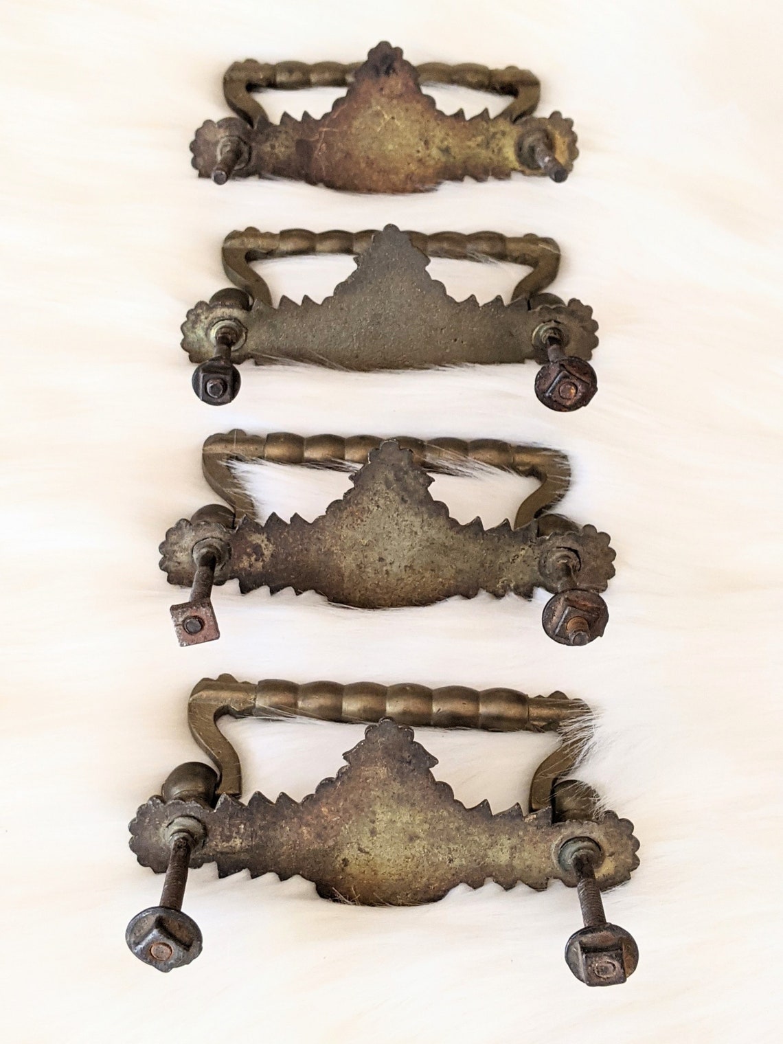 Set of 4 ORIGINAL Antique Brass Eastlake Drawer Pulls Leaf Etsy