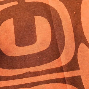Vintage 1960s Tahitian Mid-Century Modern Boho Tiki Hand Print Fabric Panel Block Print Tribal Tahiti BeachComber - 70" X 44" panel image 7