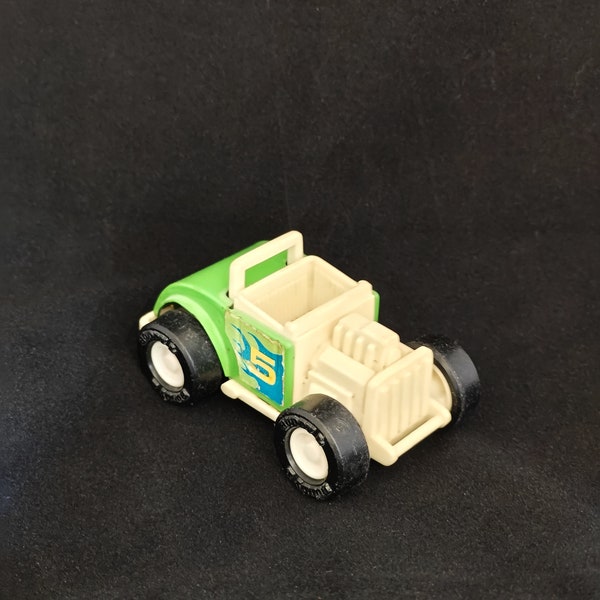 Vintage 1970s Buddy L Corp Plastic and Metal Toy Car #5 Race Car Green and White Model A Hotrod - Made in Japan