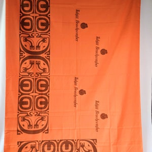 Vintage 1960s Tahitian Mid-Century Modern Boho Tiki Hand Print Fabric Panel Block Print Tribal Tahiti BeachComber - 70" X 44" panel image 3