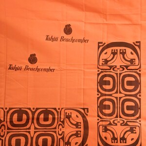 Vintage 1960s Tahitian Mid-Century Modern Boho Tiki Hand Print Fabric Panel Block Print Tribal Tahiti BeachComber - 70" X 44" panel image 5