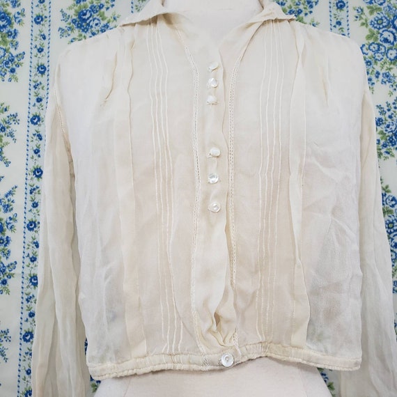Edwardian silk crepe cropped blouse - image 2