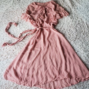 1920s Dusty Rose Sheer Silk Crepe Day Dress Dream!