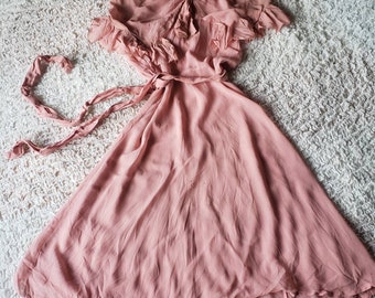 1920s Dusty Rose Sheer Silk Crepe Day Dress Dream!